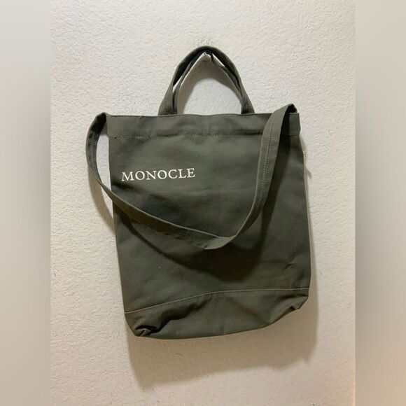 Monocle Magazine Canvas Tote Bag Olive Green - Picture 1 of 9